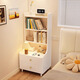 歡樂(lè )舒塢實(shí)木床頭柜書(shū)架一體多層置物架臥室床邊加高儲物柜小型窄款收納柜 三層款#象牙白【43*40*118】