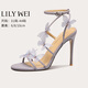Lily Wei【紫菀】法式時(shí)尚蝴蝶結(jié)高跟鞋女露趾優(yōu)雅涼鞋小碼純欲不累腳 紫灰色【跟高10cm】 36