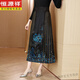 恒源祥香云紗新中式馬面裙2025新款春夏印花高腰垂感桑蠶絲真絲半身裙子 花色 XL