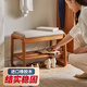 全品屋實(shí)木換鞋凳入戶(hù)門(mén)穿鞋凳子門(mén)口鞋柜坐凳一體軟包進(jìn)門(mén)長(cháng)條凳小鞋架 【軟包坐墊】櫻桃木色-長(cháng)55CM 多功能玄關(guān)坐凳