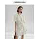 法曼萱（FAMANXUAN）白色法式小香風(fēng)連衣裙女夏新款高級(jí)感收腰拼接百褶長裙 香檳鎏金米 S 160/84A