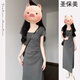 圣保美小個子連衣裙夏季女裝2024新款法式韓版顯瘦氣質(zhì)t恤裙子夏天長裙 灰色 S碼