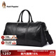 暇步士（Hush Puppies）旅行包男士復古真皮高檔頭層牛皮時(shí)尚隨身通勤大容量登機包行李包 黑色HA-1311009W-574