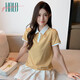 Halo QueenT恤女夏季POLO領(lǐng)短袖T恤休閑寬松百搭翻領(lǐng)條紋上衣H143T1597