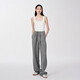 Fabrique灰色針織抽繩長(cháng)褲女秋冬新款休閑闊腿褲 灰色 S