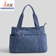 袋鼠（KANGAROO）婦女節新款大容量帆布包女單肩復古休閑帆布手提包文藝托特包女 天藍色