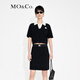 MO&Co.撞色V領(lǐng)POLO翻領(lǐng)連衣裙氣質(zhì)裙子小眾精致兩件套 黑色 S 160