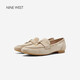 NINE WEST/玖熙反絨流蘇樂(lè )福鞋女女鞋復古百搭單鞋 NF538025SK 杏色36