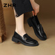 ZHR樂福鞋女秋季新品時(shí)尚金屬飾扣兩穿單鞋子女時(shí)尚氣質(zhì)百搭舒適女鞋 黑色 37
