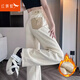 紅蜻蜓牛仔褲女2025年秋季新款直筒褲高腰女裝女士休閑長(cháng)闊腿加絨褲子女 米白色長(cháng)褲加絨 L