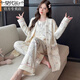 莫代爾秋冬月子服三件套春秋純棉產(chǎn)后月子服空氣棉哺乳孕婦睡衣冬 1【升級版麥穗工藝】空氣棉三件 XL【115-135斤】