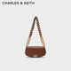 CHARLES&KEITH拼色鏈條單肩法棍包腋下包包女包女士生日禮物CK2-20270892 Chocolate巧克力色 S