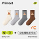 PRIMEET派米可愛(ài)植絨桑蠶絲羊毛襪子女秋冬加厚保暖中筒襪黑色長(cháng)襪月子襪