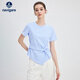 納維凱爾意大利小帆船女修身彈力純色休閑時(shí)尚短袖T恤2325505506 藍 M 