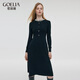 歌莉婭（GOELIA）女裝晚會(huì )氣質(zhì)通勤黑色毛織連身裙1C9L4G890 00B黑色 S