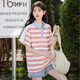 戀的條紋短袖T恤女夏季寬松學(xué)生高中初中女生衣服夏天2024新款POLO衫 韓版翻領(lǐng)圖片色 均碼（可備注碼數）