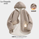 La Chapelle Sport拉夏貝爾羊羔絨外套女秋冬款潮流百搭加絨衣服休閑寬松加厚上衣女 駝色(口袋小熊左口袋標(biāo)) M(推薦100-115斤)