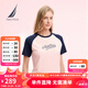 諾帝卡（NAUTICA）【商場(chǎng)同款】女裝25春夏新款莫代爾撞色印花短袖T恤女52TO06 桃粉62P M