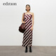 edition吊帶裙女羅馬條紋意式浪漫桑蠶絲輕禮裙新復古回潮 多色條紋 M 165