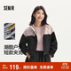 森馬（Semir）防護外套|外套女短款連帽oversize秋季拼色三防夾克101524108004