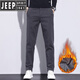JEEP SPIRIT休閑褲男士秋冬季直筒加絨加厚保暖男裝長(cháng)褲簡(jiǎn)約彈力百搭潮流褲子 深灰色加絨 32(2.46尺)