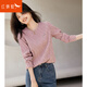 紅蜻蜓 肌理感圓領長袖T恤女2025波浪感洋氣粉色減齡女裝上衣 藕粉色長袖 M