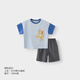 巴厘小豬男童套裝夏季條紋兒童兩件套薄款短袖嬰幼兒夏裝休閑 清水藍(lán) 100 cm
