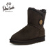 Yellow Earth2025年澳洲椰扣雪地靴羊皮毛一體女士短靴冬季新款時(shí)尚保暖20O 巧克力色 37
