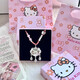 999足銀平安鎖項鏈女純銀hellokitty凱蒂貓銀鎖KT貓吊墜生日禮物 999足銀kt貓鎖-愛(ài)心粉繩款