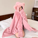 溪谷幽幽秋冬可愛(ài)小熊披肩毛毯辦公室午睡加厚保暖連帽斗篷睡袍學(xué)生披風(fēng)女 粉色小熊披肩-成人 （加長(cháng)加厚）
