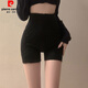 皮爾卡丹（pierre cardin）羊.毛打底褲防走光短毛線(xiàn)短褲女秋冬針織保暖褲高腰外穿卡其色 黑色 均碼