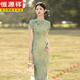 恒源祥綠色高考送考旗袍2025年新款日?？纱┢扉_(kāi)得勝氣質(zhì)中長(cháng)款顯瘦 綠娟 S