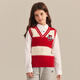 E·LAND KIDS衣戀春季新品女童復古休閑撞色V領(lǐng)針織背心 Red紅色/20 150 cm