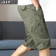 JEEP SPIRIT吉普短褲男夏季休閑褲男士褲子七分褲寬松透氣舒適百搭速干工裝褲 軍綠 L (100-125斤)