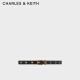 CHARLES&KEITH皮带金属铆钉圆孔饰女士针扣腰带CK4-32250225 黑色 M