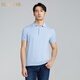 MAYOR男士  夏季絲棉混紡淺透氣舒適藍(lán)色針織T恤 淺藍(lán) 2XL 185/100A