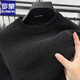 羅蒙（ROMON）一體絨圓領(lǐng)毛衣男冬季加絨加厚保暖上衣雪尼爾套頭打底衫百搭 黑色 /加厚 加絨 XL /175