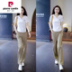 皮爾卡丹（pierre cardin）夏裝搭配一整套小個(gè)子時(shí)尚套裝女2024夏季新款休閑短袖長(cháng)褲兩件裝 白色上衣+卡其色褲子 2XL (建議130斤-145斤)