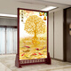 真尚美 中式實(shí)木入戶(hù)屏風(fēng)隔斷客廳玄關(guān)遮擋臥室辦公室金玉滿(mǎn)堂移動(dòng)座屏 胡桃木邊框，120寬X200高下鏤空