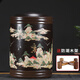 玖晟祥 宜興紫砂茶葉罐大號儲茶罐普洱茶餅儲存罐密封茶缸紫砂罐茶葉桶 60餅 竹節(jié)泥繪 黑山水