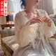 坤隨 披肩開衫外套夏季2024超仙女外搭披肩配吊帶裙子雪紡材質(zhì)外搭 雪紡縐開衫1件【杏色 適合約70-135斤】