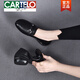 卡帝樂鱷魚（CARTELO）2025新款真皮圓頭低跟英倫樂福鞋軟底粗跟豆豆鞋皮鞋女工作鞋軟皮 黑色(3厘米) 40