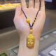 DLEZ老鳳凰黃金佛頭吊墜項鏈足金999男女蓮花桃花金珠掛墜金佛像情侶 足金佛頭約+3金珠蓮花項鏈