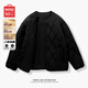 名創(chuàng  )優(yōu)品（MINISO）棉衣男款2025新款冬季菱格外套情侶防寒服輕薄保暖內膽百搭棉服男 【無(wú)領(lǐng)棉服】黑色(純色) L 175(體重120-140斤)