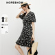 紅袖【櫻姿颯爽】茶歇法式連衣裙夏季新款女裝甜美氣質(zhì)V領(lǐng)碎花裙 黑底花658 S
