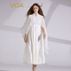 VOA40姆米重磅真絲緞面奶白色國風(fēng)披肩袖優(yōu)雅氣質(zhì)中式禮服裙 AE2639 不語(yǔ)時(shí)光白（W41） 2XL