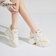達芙妮復古厚底內增高老爹鞋女小個(gè)子顯瘦顯高休閑鞋運動(dòng)鞋 米金 36 