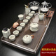 加厚實(shí)木茶盤(pán)全自動(dòng)一體高檔茶具套裝茶臺燒水壺底部上水家用新款 20順風(fēng)順水(加厚)黃汝窯黑玻璃