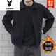 花花公子（PLAYBOY）春秋新款夾克牛仔外套男韓版潮流潮流百搭寬松工裝日系男春裝上衣 L22黑色加了絨 S