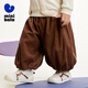 迷你巴拉【泡泡褲】男童女童長(cháng)褲秋寶寶環(huán)保燈籠褲兒童休閑褲 胡桃棕51018 120